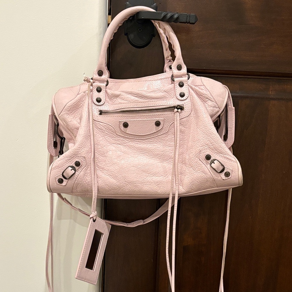 Vintage Light Pink Balenciaga Classic City Designer Handbag